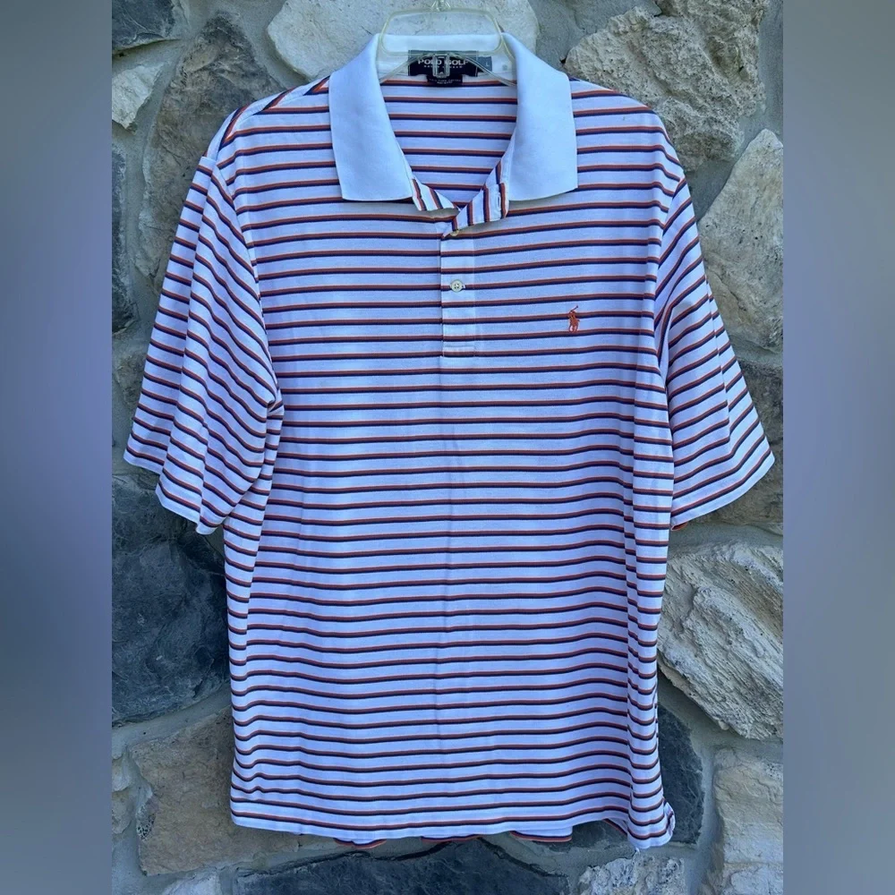 Ralph Lauren Polo Golf Shirt Pima Cotton Sz L Purple Orange Clemson Northwestern